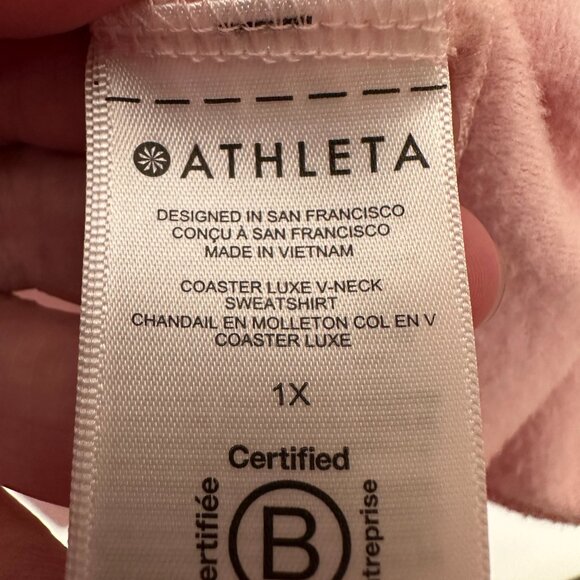 Athleta Coaster Luxe V Neck Sweatshirt, Ballet Pink - Picture 5 of 6